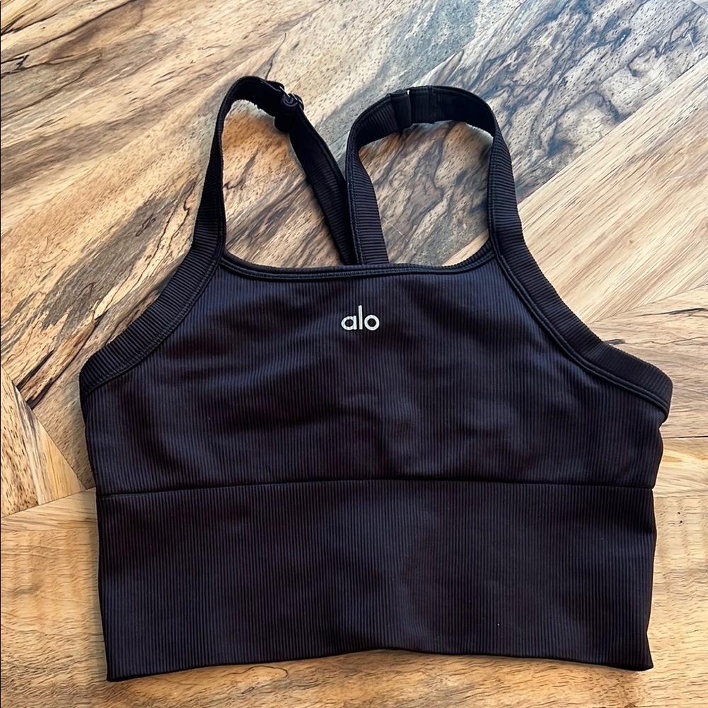 ALO Yoga Black Ribbed Tank Top